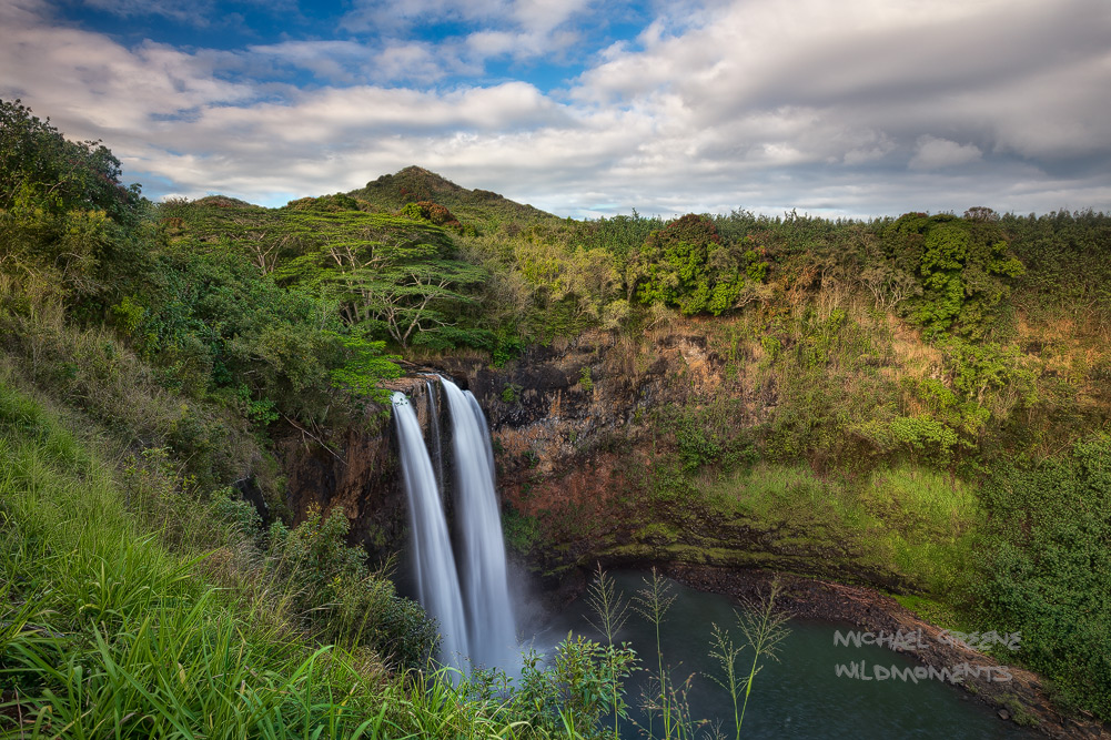 Famed Wailua Falls is a 83-foot waterfall located near Lihue that feeds into the Wailua River.