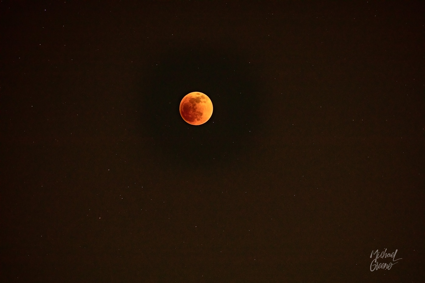 Full lunar eclipse captured near the Santa Catalina Mountains on the night of May 15, 2022.