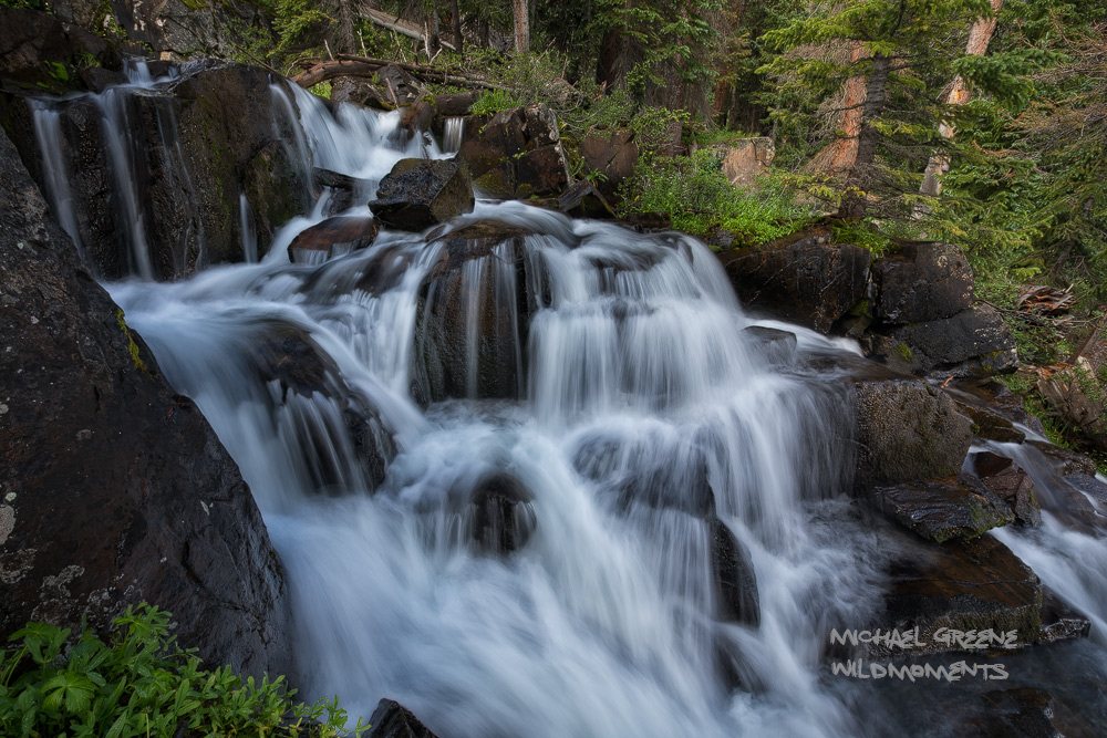 An impressive cascade along the Highland Mary Lakes Trail roars during a rainy summer's morning. This waterfall&nbsp;hike is...