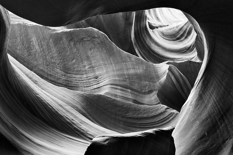 A black and white interpretation of sandstone patterns in Antelope Canyon on the Navajo Indian Reservation. I was attracted to...