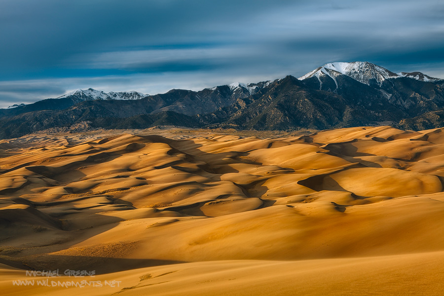 A late afternoon view from one of the highest dunes in the park. This picture was captured after a rigorous hike up. Incidentally...